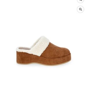 Time and Tru Women's Faux Shearling Wedge Clogs